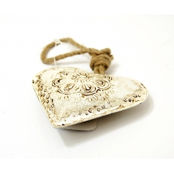 Serce metalowe ręcznie malowane 9cm Białe